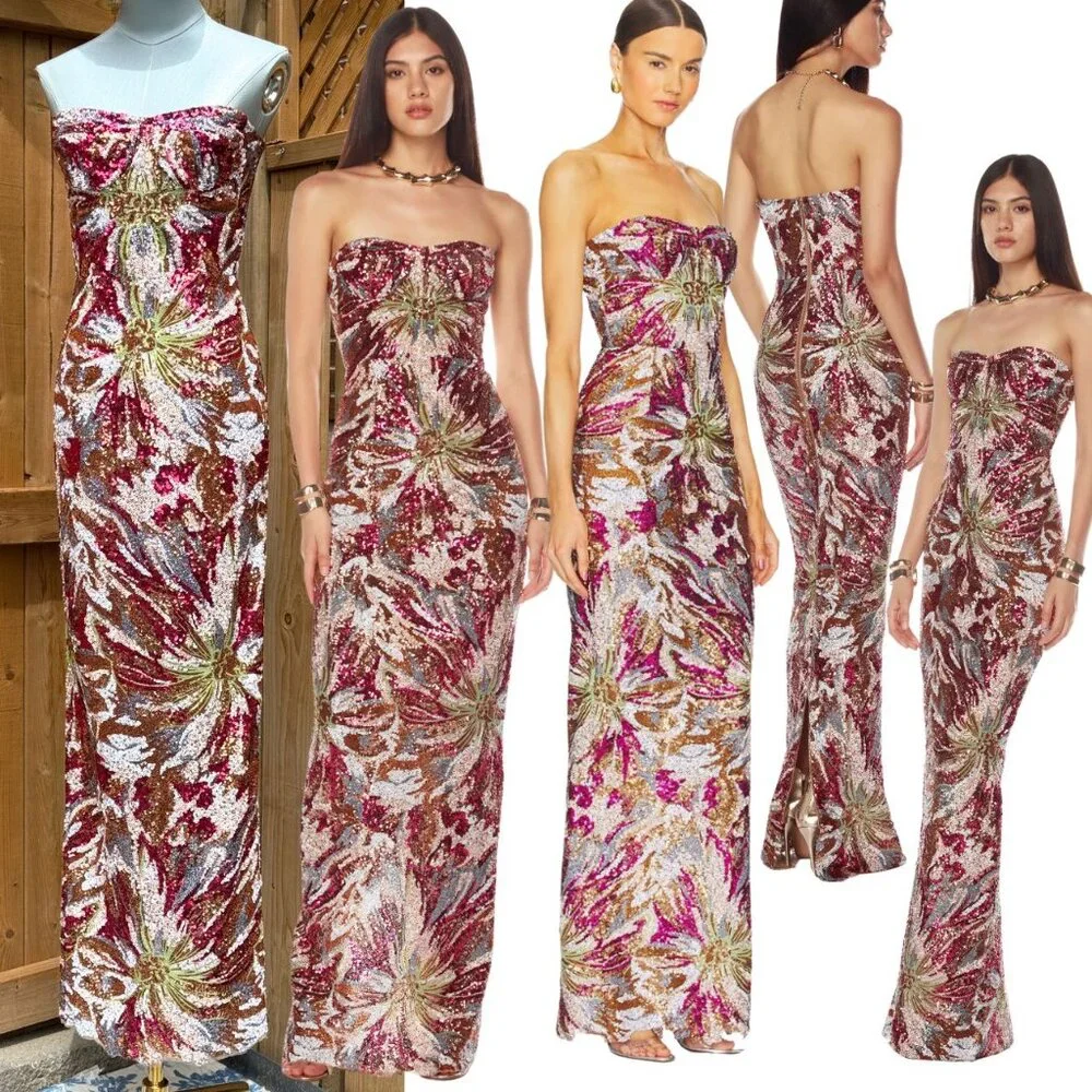 dahlia maxi dress in sequin multi bronx and banco Bronx Banco Dahlia Sequined Maxi Dress